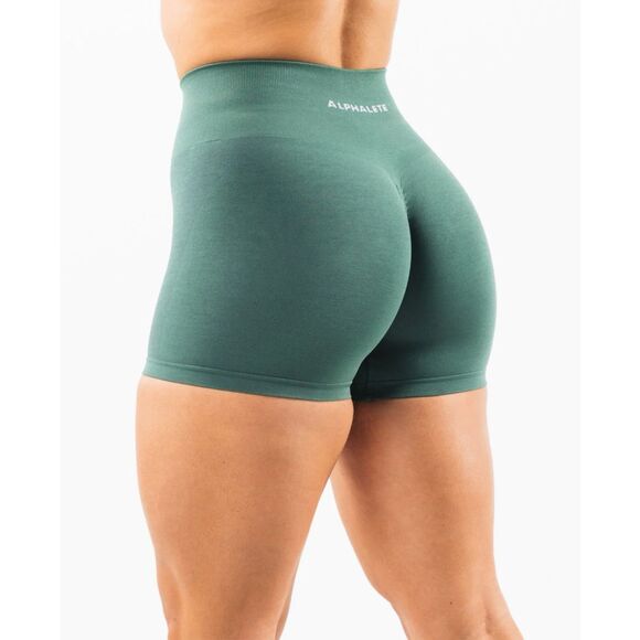 Alphalete Amplify Short 4.5" Green Butt Scrunch Contour Seamless Gym Workout M - Picture 1 of 9